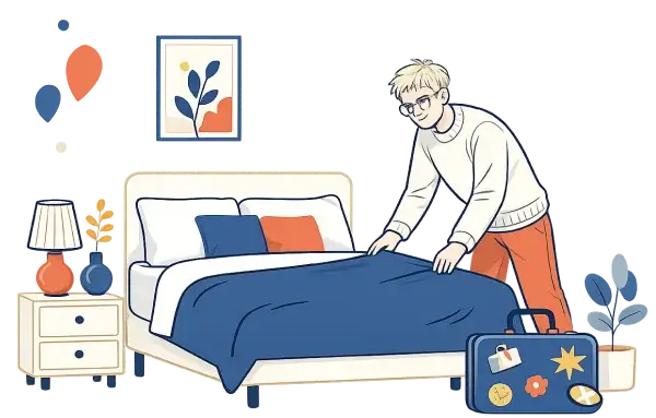 Illustration: gemütliches Zimmer im Haus Heinersdorf